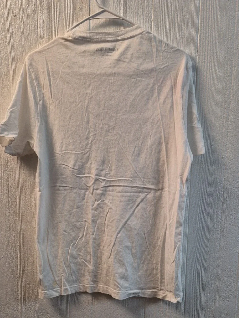 True Religion White T-Shirt with Navy Graphic Buddha and Guitar
